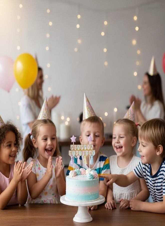 FI - FLICK IN 1 Pc Happy Birthday Cake Topper Birthday Decorations Items Multicolor Alphabet Cardstock Banner With Ribbon For Kids (Pack of 1, Multi) - Image 3